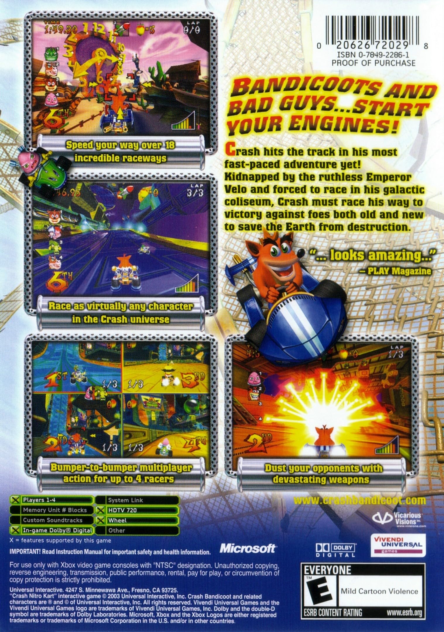 【中古】「非常に良い」Crash Nitro Kart / Game Amazon.com: Crash Bandicoot: Nitro Kart (Renewed) : Video Games